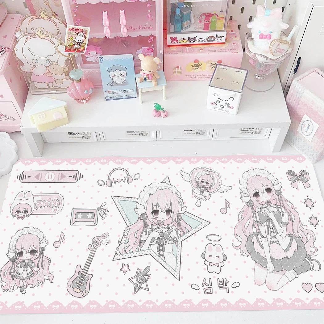 Angel Girl CuteKiteen Pu Leather Mousepad Office Desk Mat Mouse Pad Computer Game Speed Type Laptop Keyboard Cartoon Mat Carpet