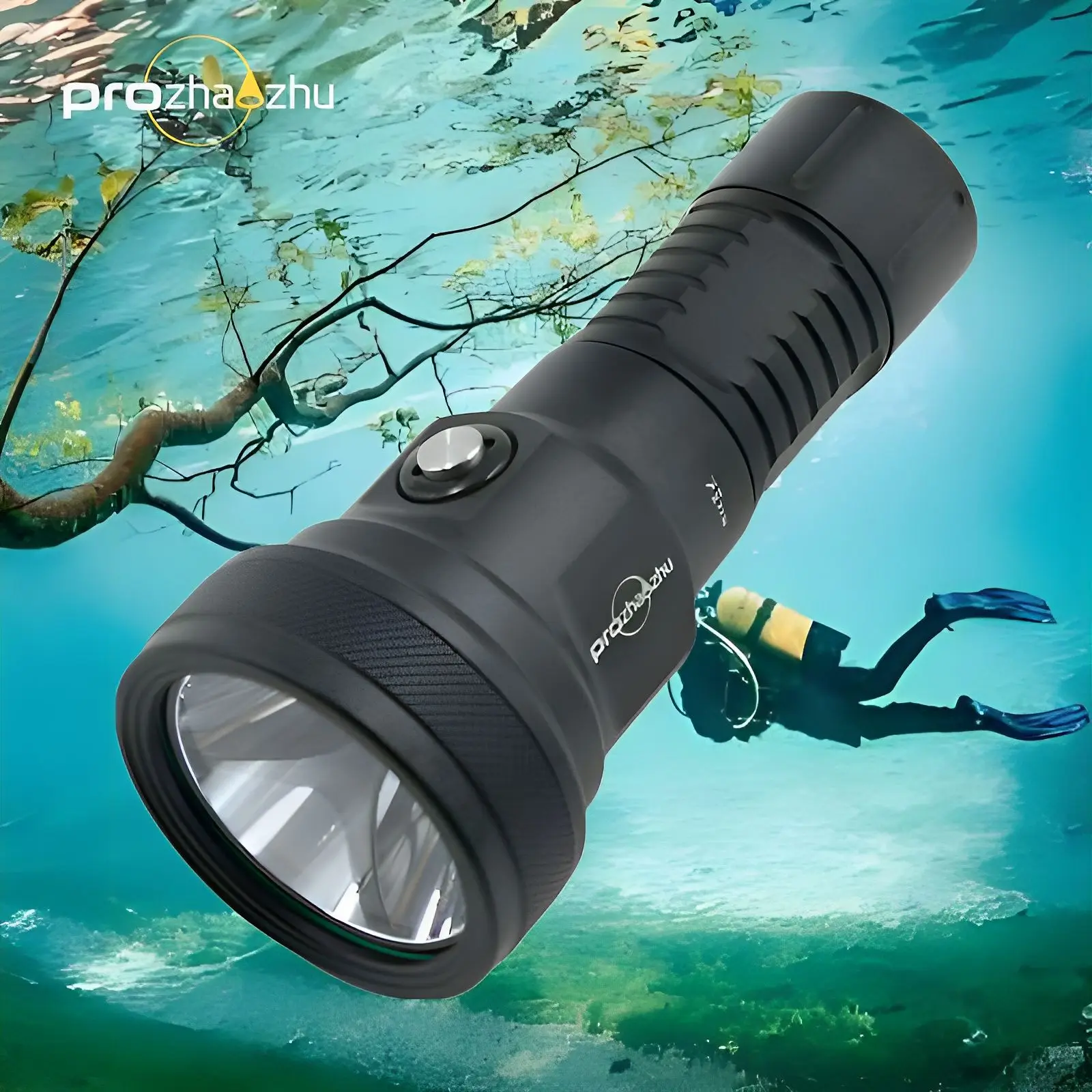 SBT90 6000 لومينز IP68 100 متر LED مصباح غوص 26650 قابل لإعادة الشحن سبائك الألومنيوم الغوص مصباح يدوي