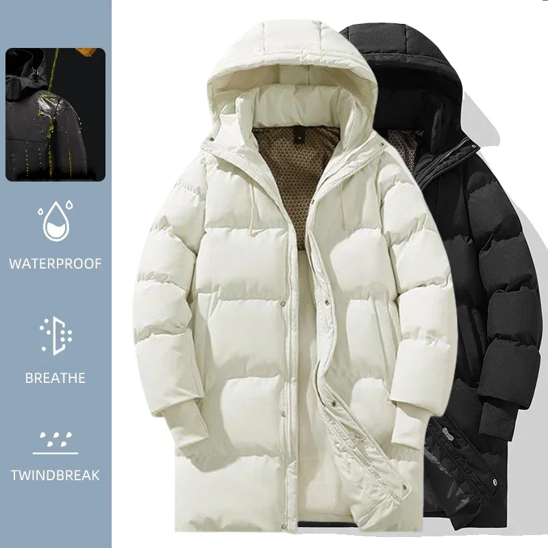 

Windproof Warm Thick Long Puffer Jacket Hooded Graphene Thermal Coat Winter Daily Outdoor Casual Cold-Resistant Parka Outerwear