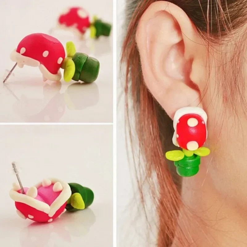 Super Mario Bros. Accessories Earring Piranha Plant Fun Anime Game Man Jewelry Fashion Cute Woman Earring Birthday Gift