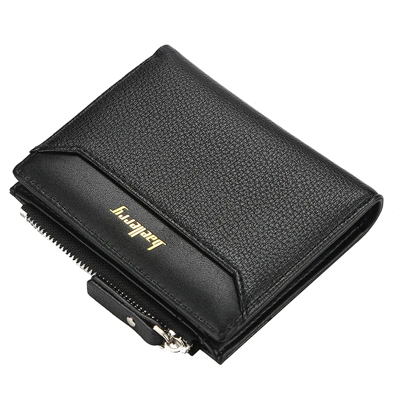 Baellerry Short Men Business Simple Wallets Zipper Coin Pocket Slim Card Holder for Man Walet Small Male PU Leather Men's Wallet