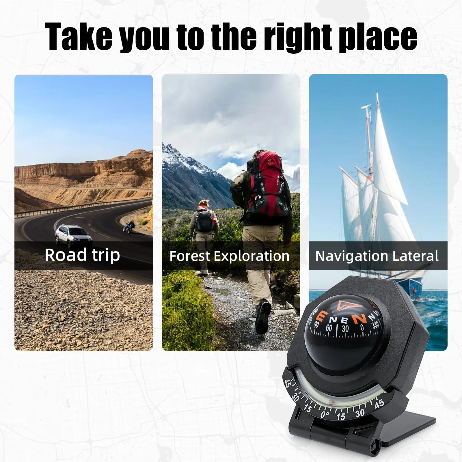 2 في 1 كرة توجيه مثبتة على السيارة كرة توجيه خاصة ومؤشر المنحدر في الوقت الحقيقي بوصلة السيارة والملاحة قارب شاحنة عالمية