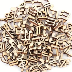 100pcs Mix di legno naturale note musicali ritagli di notazione musicale artigianato Scrapbooking per accessori fai da te decorazioni per la tavola di nozze