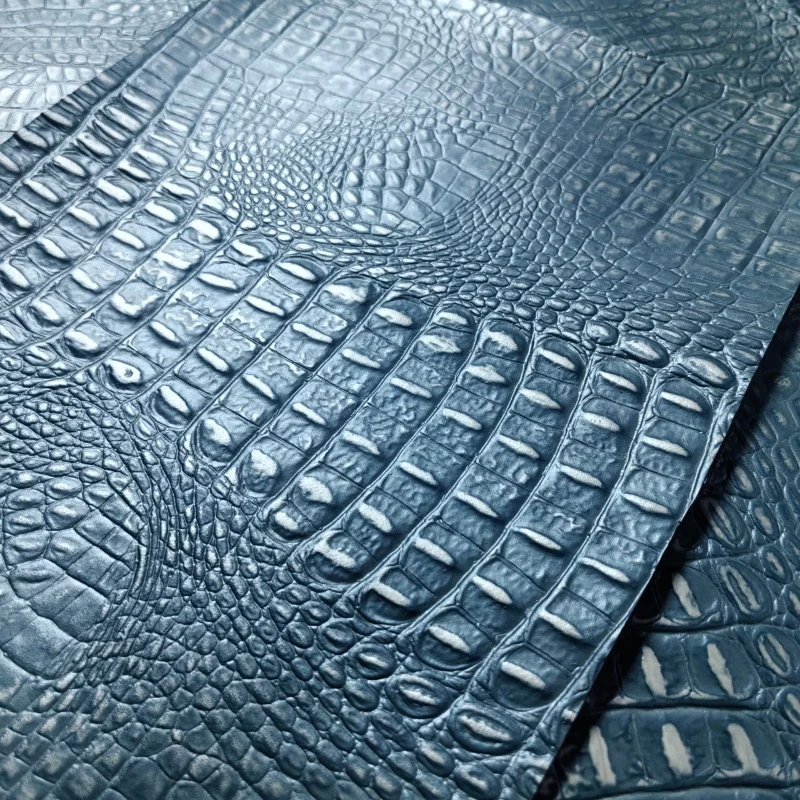 1.5Mm Blue-Gray Crocodile Grain Cowhide, Top-Grain Genuine Leather, Hand Diy For Bags, Cut From Whole Hide