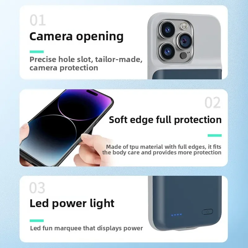 6800mAh Battery Charger Cases for IPhone 11 12 13 14 15 16Plus ProMax External Battery Power Bank Charging Case for IPhone 6/7/8
