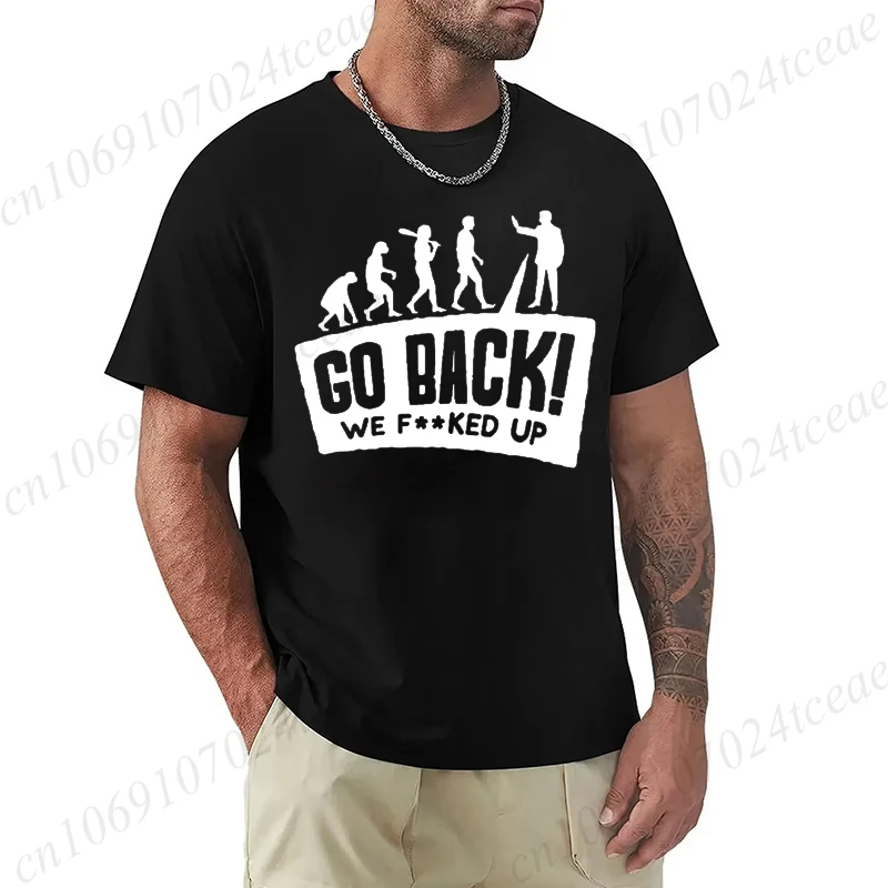 Evolution Themed Humor Print Men's T-Shirt Clothing Oversized Humorous Graphic Tee Shirts for Women Tops Tees Hip Hop Streetwear