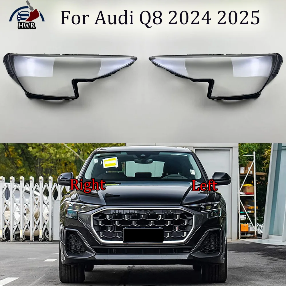 

For Audi Q8 2024 2025 Front Headlight Cover Transparent Lamp Shade Headlamp Shell Lens Plexiglass Replace Original Lampshade