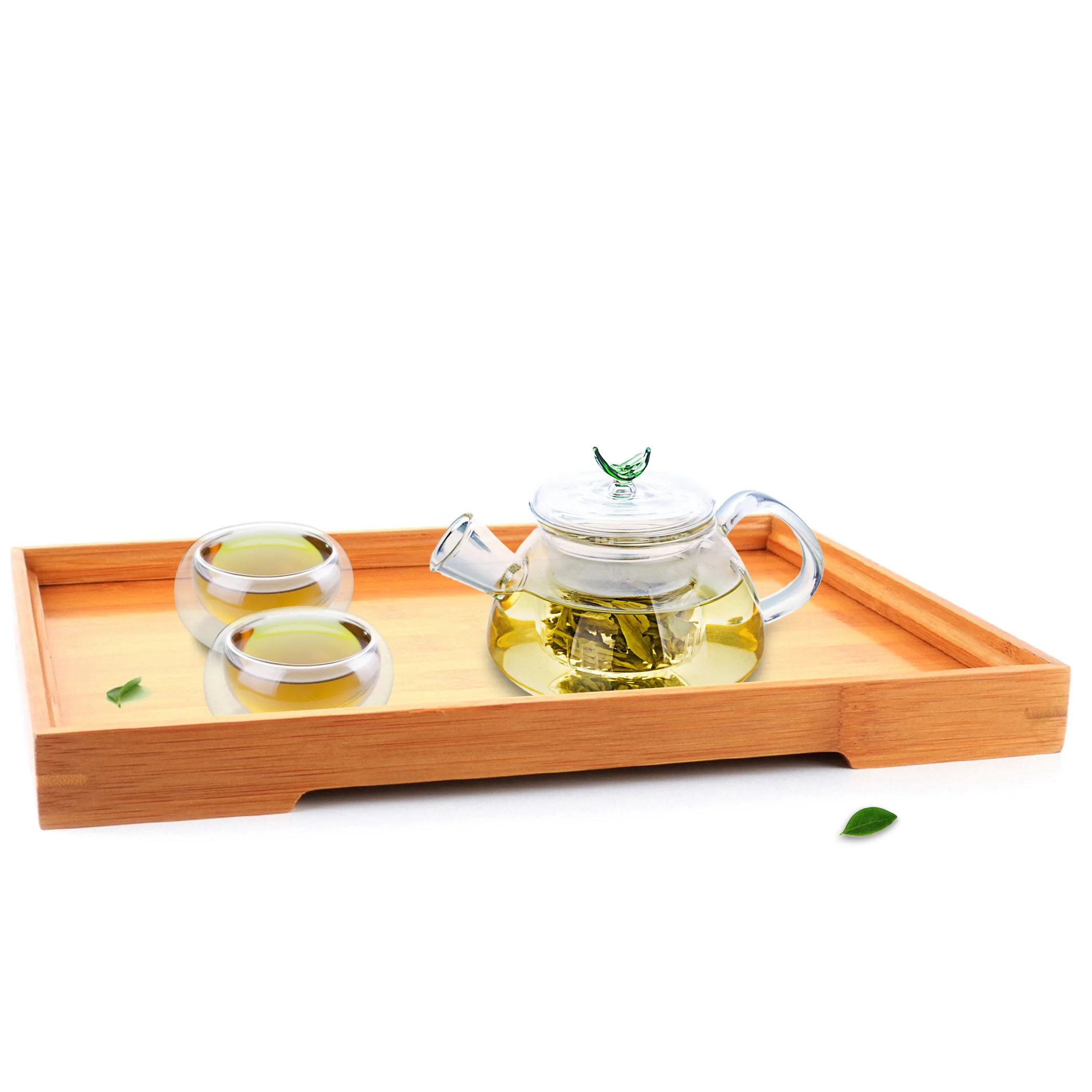 

1x 4in1 Mini Heat-Resisting Glass Kung fu Coffee Tea Set -230ml Tea Pot with infuser+2*Double wall Cup+Bamboo Tea Tray