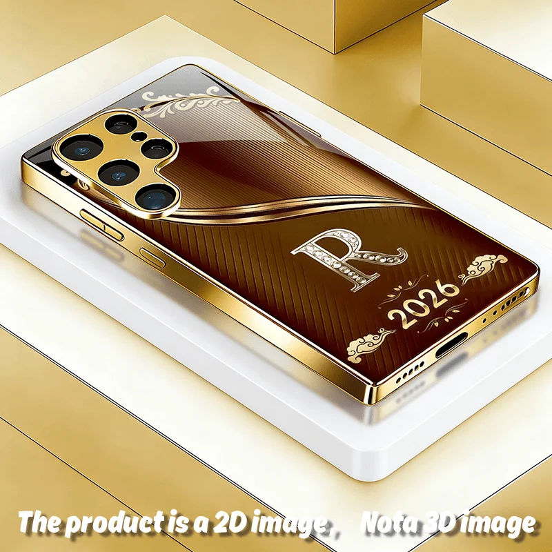 Luxury Business Letter R s26 ultra case s25 ultra Glass phone case for Samsung Galaxy S26 25 24 23 22 Ultra FE Plus Durable Case