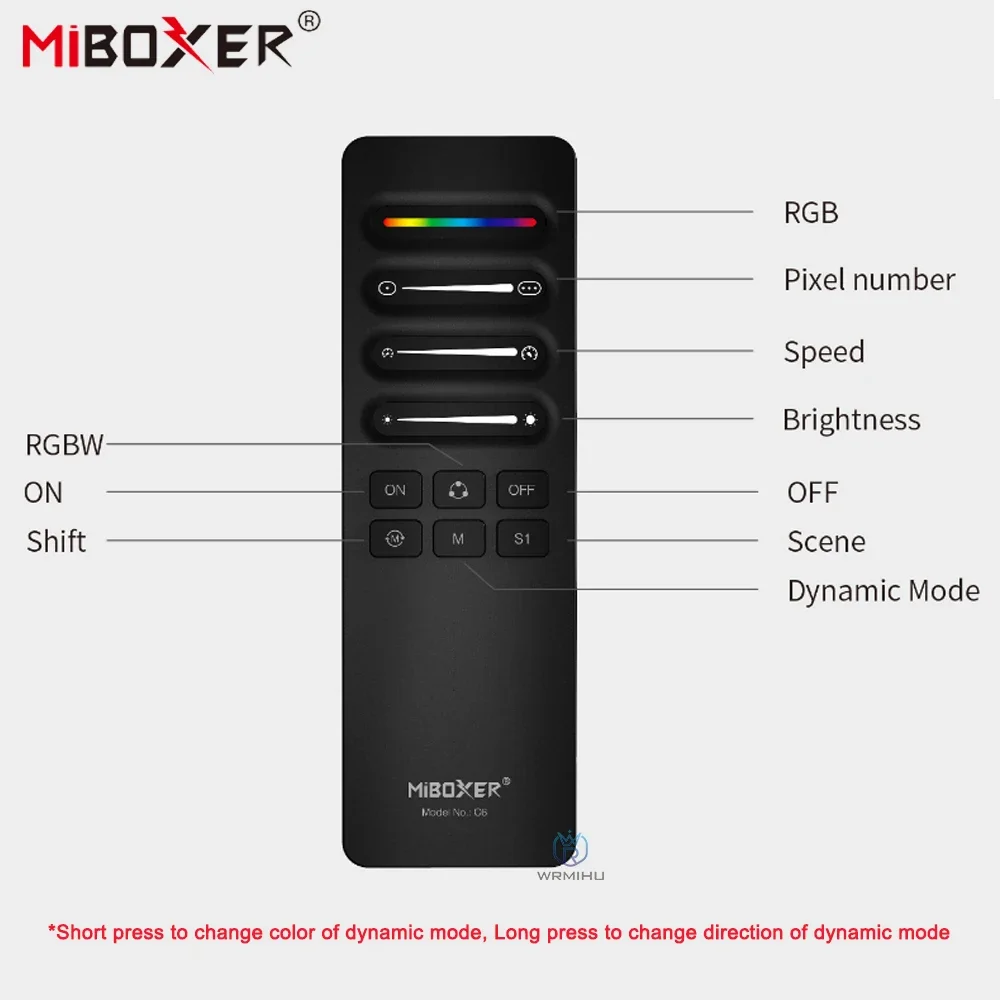 Miboxer SPI 신호 TTL 리모컨, 단일 색상, RGB, RGBWIC, LED 픽셀 스트립 컨트롤러, WS2811, WS2812, WS2815, 2.4GHz C6, 3in 1