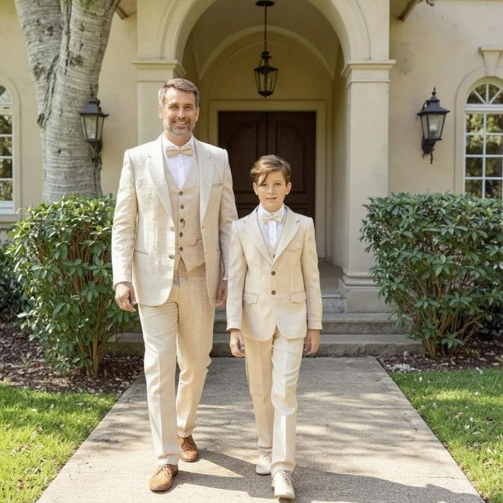 

Formal Suits for Men Father and Son Fashion Sets 3 Pieces Wedding Tuxedo Custom Made Boy Suit Notched Lapel Family Outfits