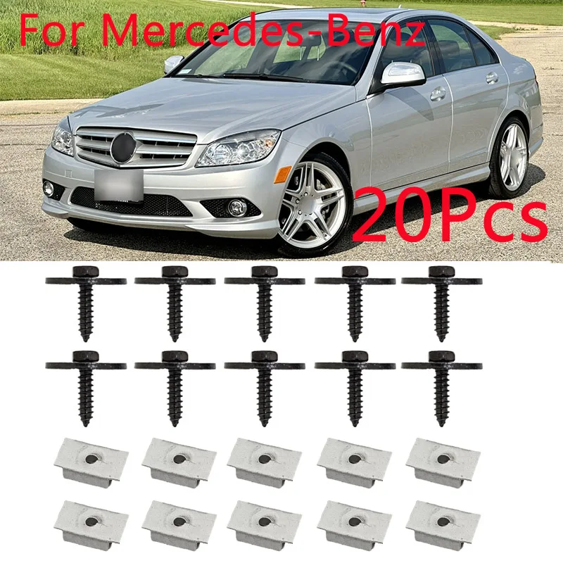 20Pcs Car Undercar Engine Cover Splash Sheild Screw Bolt Nut 2019900536 For Mercedes-Benz W202 W203 W204 C E S Sl Slk