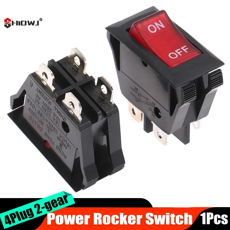 4Plug 2-gear Power Rocker Switch RF-1009 16A Control Switches With Led Light For Rongfeng ON/OFF/I/O Toggle Switch