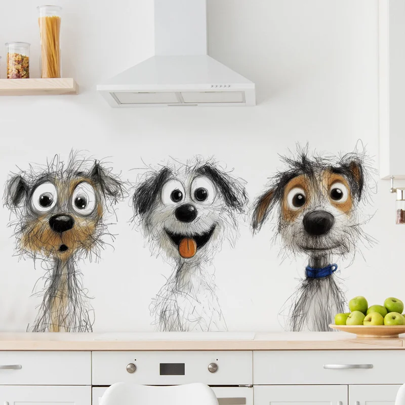 

Cartoon Wall Sticker For Children Line Dog PVC Room Decor Stickers Home Decoration Accessories Self-Adhesive Wallpaper