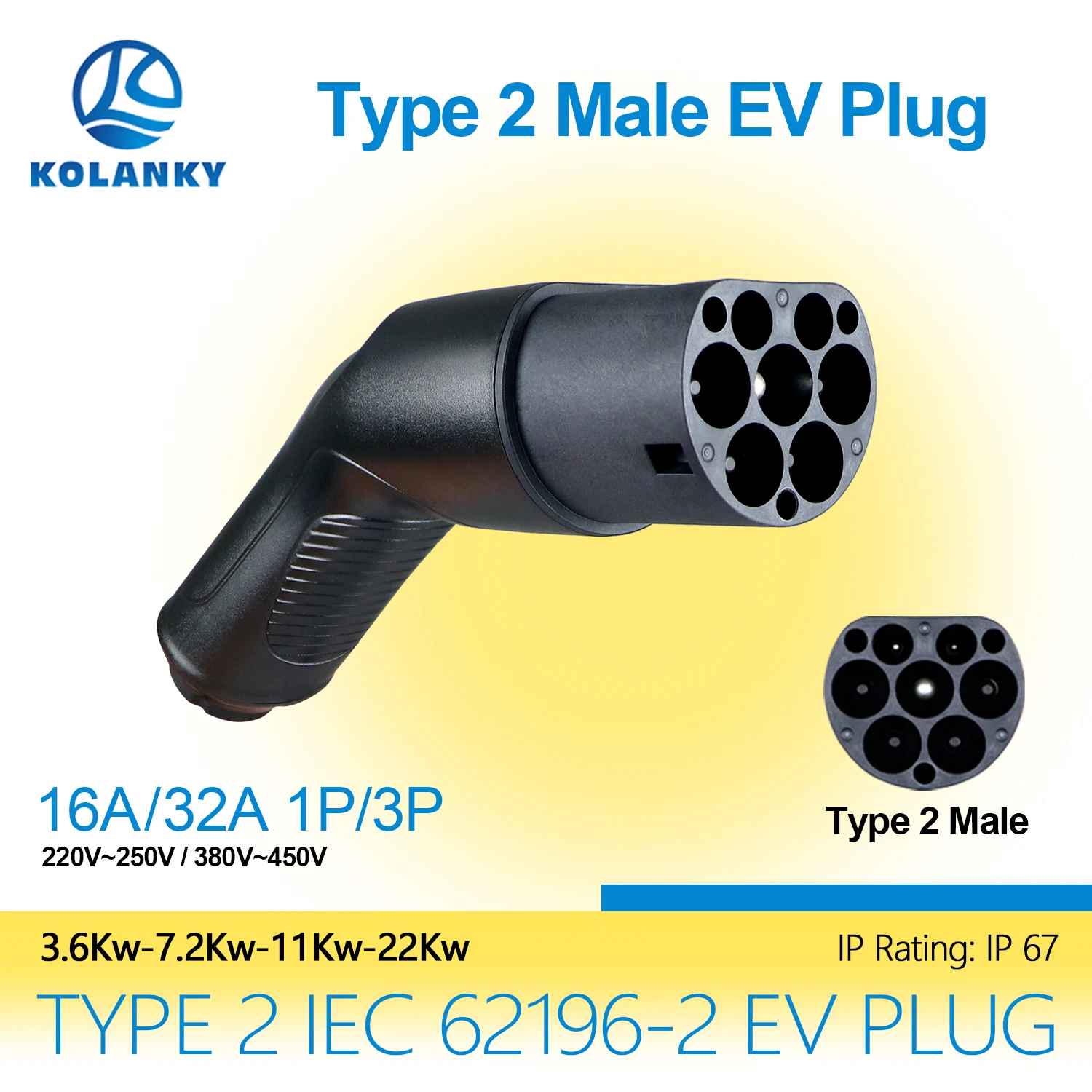 

Type 2 EV Male Female IEC62196-2 EV Charger Plug AC Connector without cable for EV Electric Car Charging Or Charging Station
