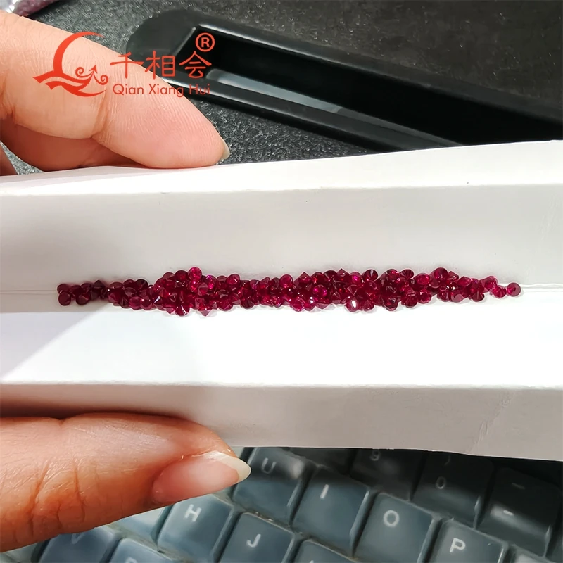 Лабораторный рубин Melee 0,8–2,9 мм, голубь, кроваво-красный, круглой формы, алмазная огранка, включение, свободный драгоценный камень