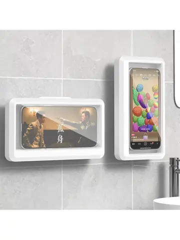 Waterproof Phone Holder - Suction Cup Shower Mount for Bathroom/Wall, Touch Screen Access & Steam-Proof Seal, Max 6.7" Phones