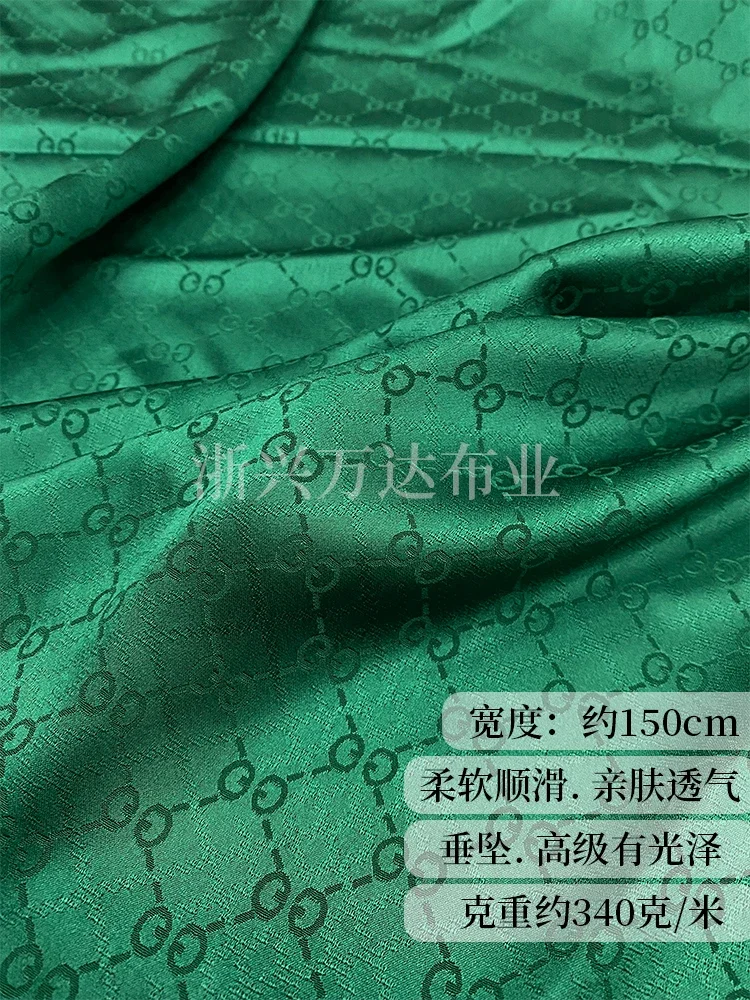 High-end Imported Triacetic Acid Jacquard Satin Fabric Big Brand Green Double G Skirt Suit Jacket Designer Fabric