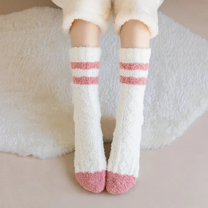 Winter Women Girl Keep Warm Plush Coral Fleece Women Socks Comfortable Calf Sock Warm Long Thick High Tube