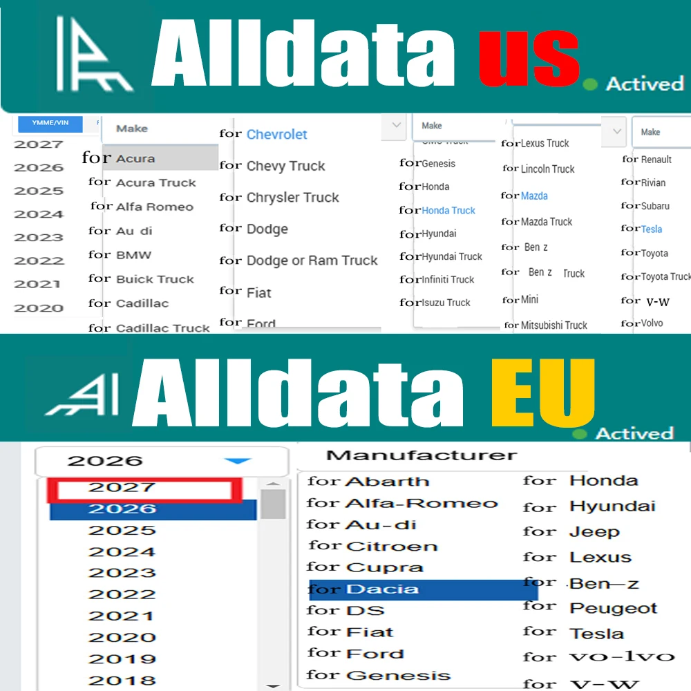 

Диагностический инструмент ALLDATA EU Программное обеспечение для обслуживания автомобилей Диаграммы проводки Система оценки VIN Декод Пожизненное обновление