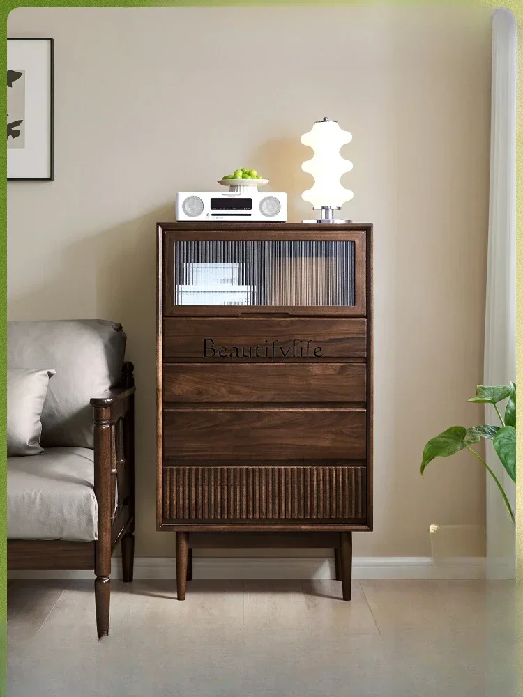 

FG44Nordic simple TV side cabinet solid wood living room storage light luxury storage small wine cabinet