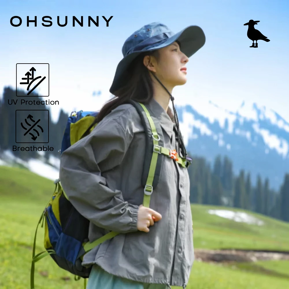 

OhSunny Unisex Hiking Travel Shirt Jacket Lightweight UPF50+ Sun Protection with Adjustable Hem Drawcord,for Trekking & Camping