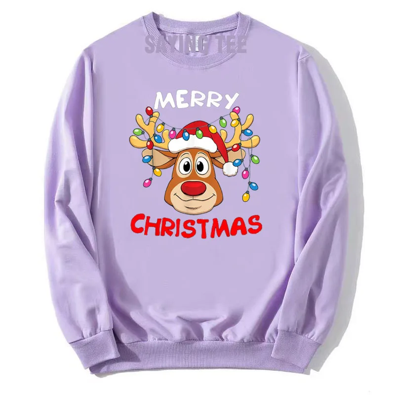 Frohe Weihnachten Rentier Weihnachten Familie Männer Frauen Pullower Sweatshirt niedlichen Langarm T-Shirt Mode Baumwolle Pullover Weihnachts kostüm – Detail 5