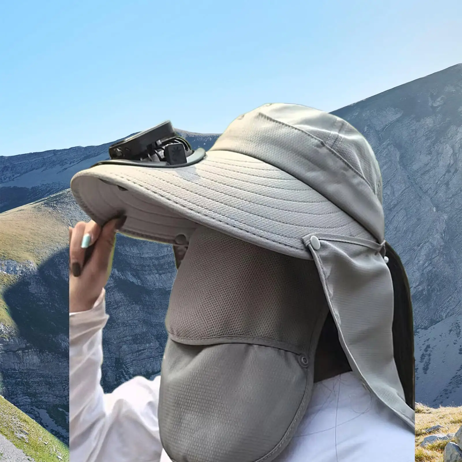 

Solar Powered Fan Hat Outdoor Wide Brim Sun Hat With Solar Fan Personal Protection Cooling Cap For Travel Golf Fishing Gardening