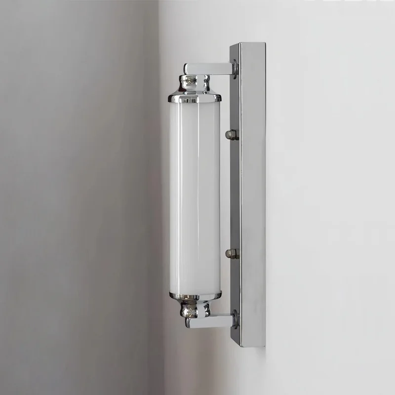American industrial style long strip wall lamp, silver stainless steel wall lamp, white frosted glass indoor decor light ZY648GC