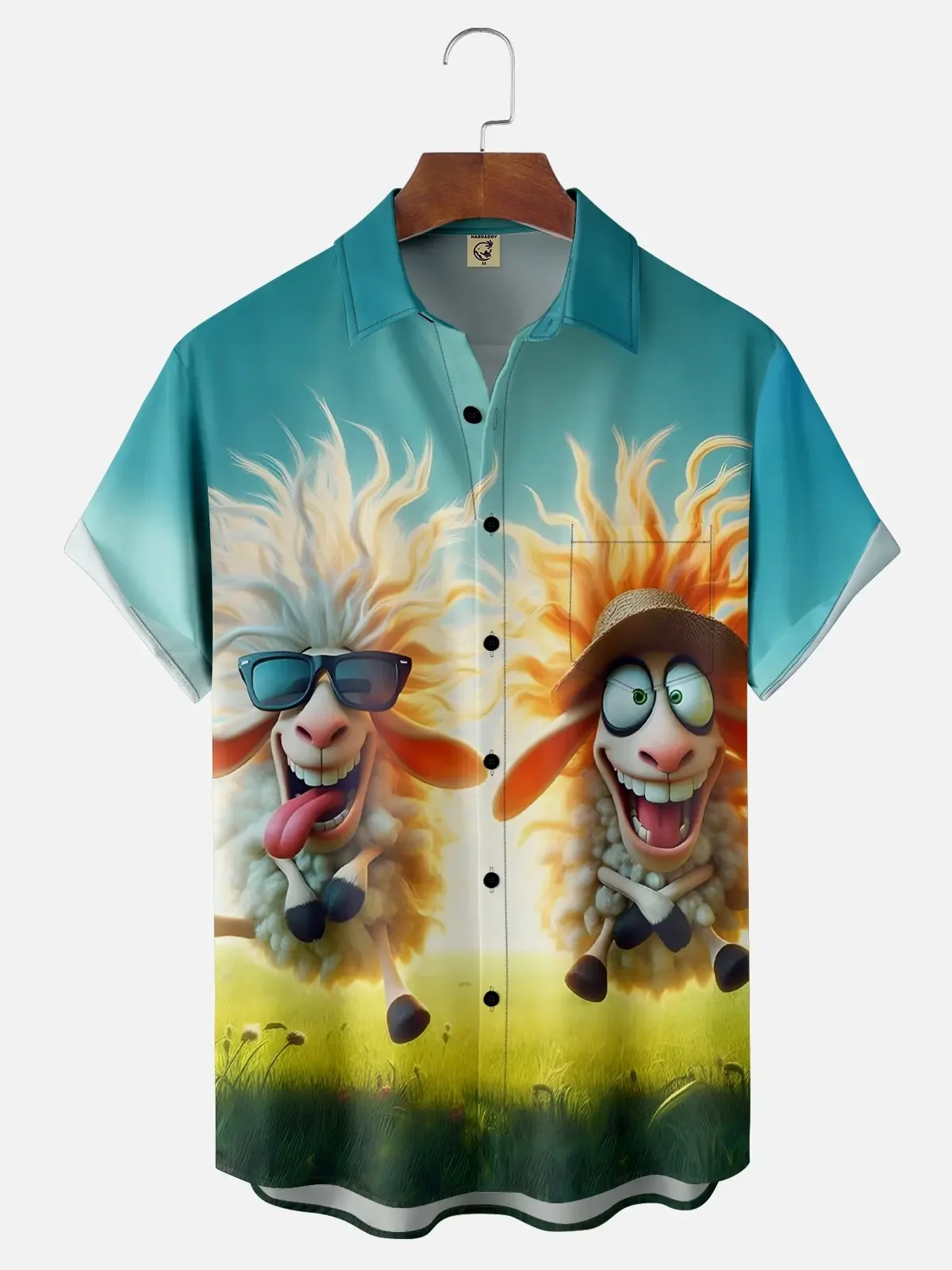 

Мужская забавная рубашка с 3D-принтом в виде мультяшных животных, с коротким рукавом, повседневная одежда для мужчин, летняя уличная мода, удобная рубашка.