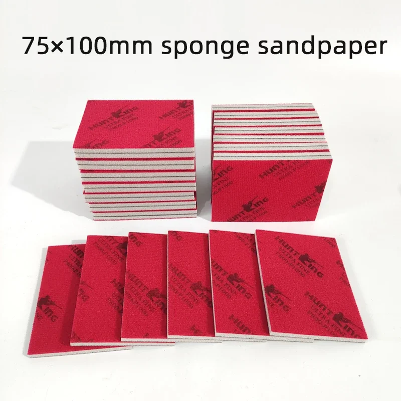 HUNTKING Dry Soft Back Sand Sponge 75×100mm Foam Sandpaper Block Car Putty Paint Polishing Fine Grinding