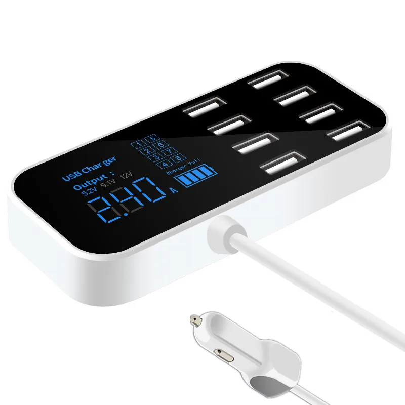 

Car Mobile Phone Charger Super Ultra Usb Multi-Port Charging Head Car Cigarette Lighter Direct Charge 8-Port Usb Charging Socket