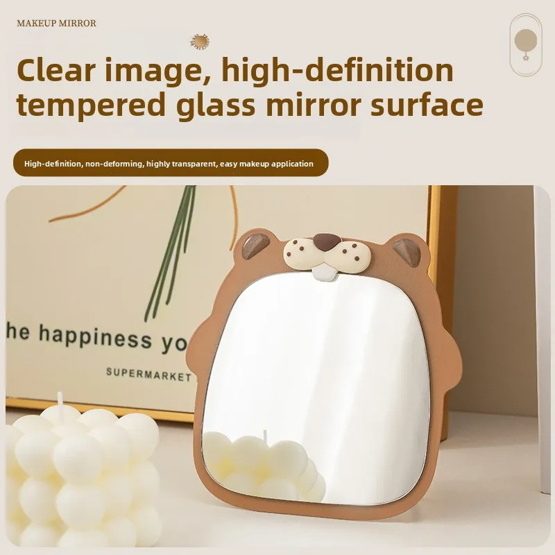 Morning And Evening Iron Art Metal Table Mirror Cartoon Single Side Table Top Makeup Stand Plastic Board Desk Mounted Mirror