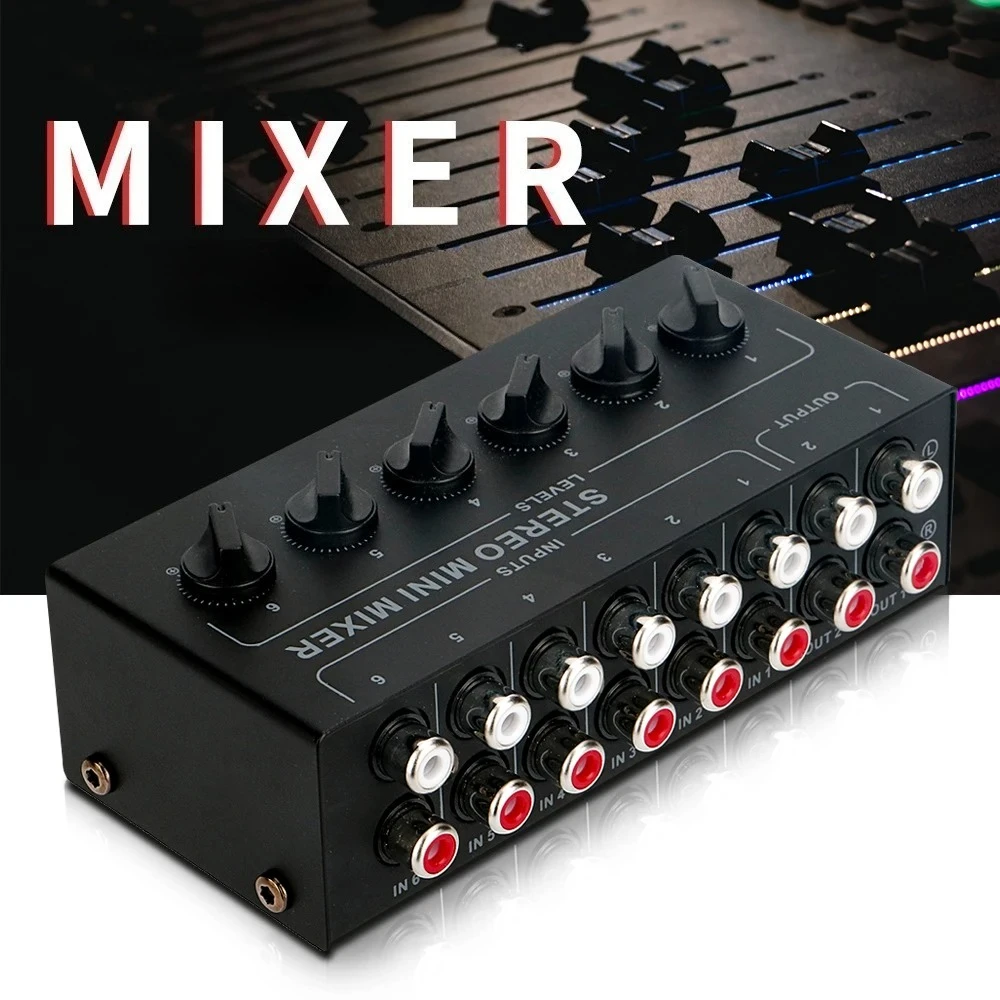 Mini Stereo 6 Channel Passive Mixer CX600 Multi-channel Mixer Audio Professional for Live and Studio Use for Live Mini Mixer