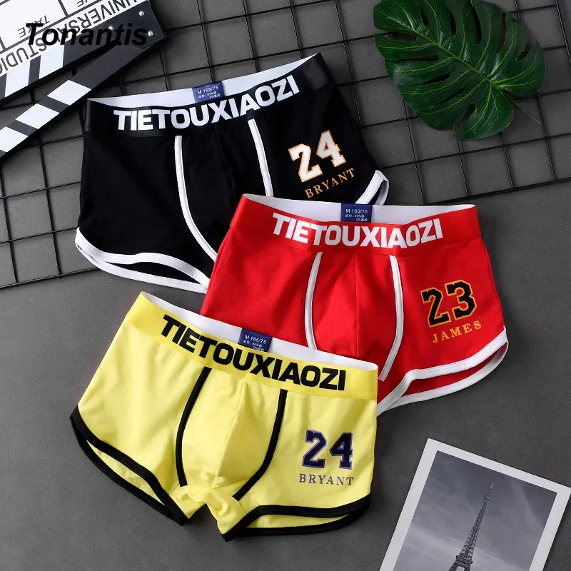 3Pcs/Set Man Boxers Trendy Cotton Men\'s Panties Personality Young Numbers Printing Comfortable Male Underwear Boy Men Underpants