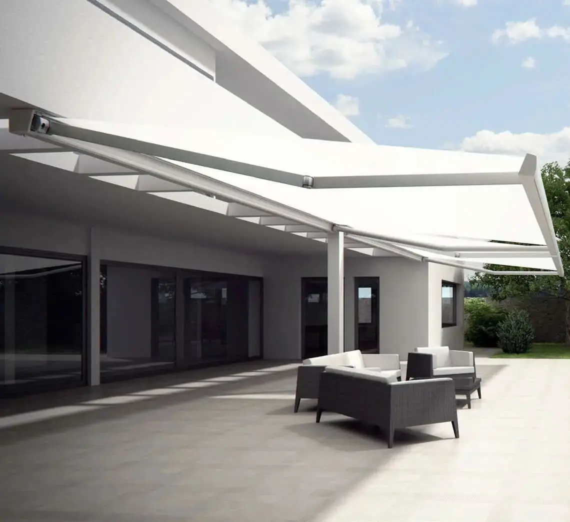 

Customize Size UV Block Retractable Awnings 100% Weatherproof Folding Sun Shade Canopy with LED Light for Backyard and Terrace