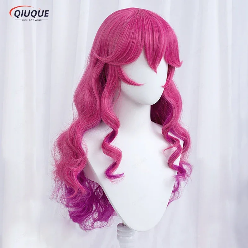 Lol spirit blossom Ahri cosplay wig long curly wave cosplay anime heat resistant synthetic hair wigs cap