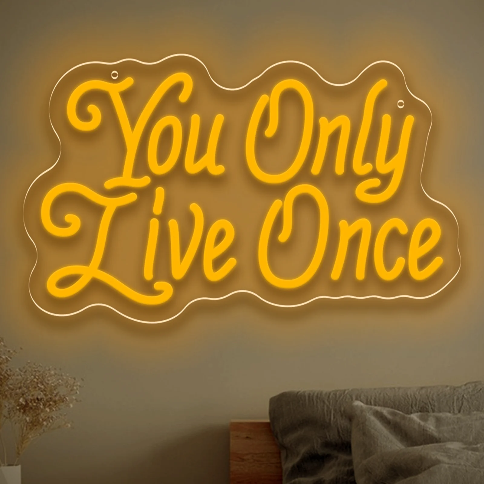 

Светодиодная неоновая вывеска You Only Live Once с регулируемой яркостью, вдохновляющий неоновый свет YOLO для бара, спальни, офиса, декора стен, мотивационный подарок