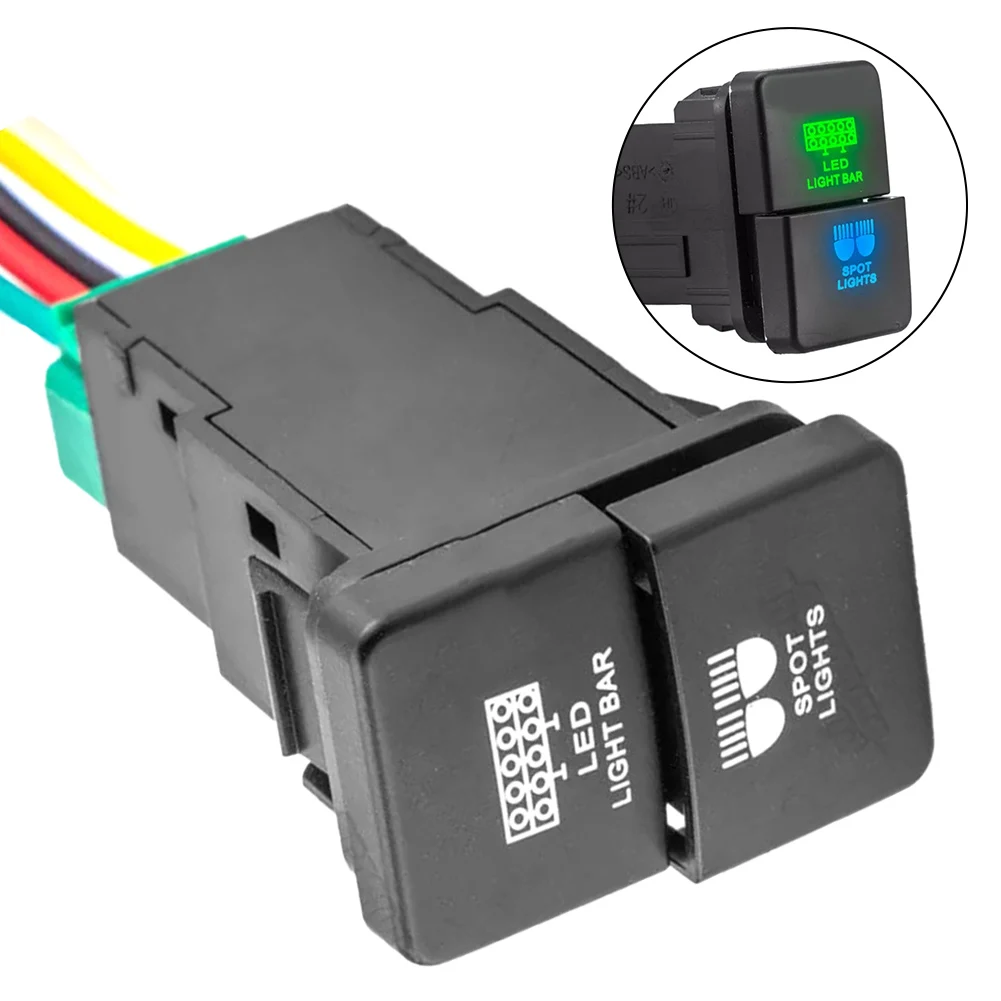 Dual Push Button Switch For Controlling LED Light Bar Fog Light W/ Wire Spot Lights For Toyota For 4runner For Tacoma