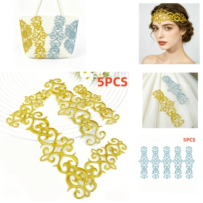 

5PCS embroidery applique kits for the curved pattern sewing/ironing of applique fabric for clothing decoration