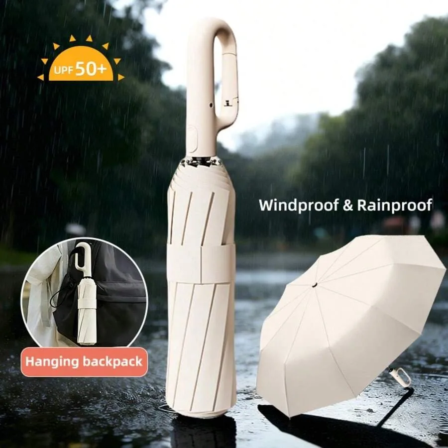 

Automatic Open Close Folding Umbrella 48.8 Inch Large UV Protection Windproof Waterproof Umbrella With Buckle Handle For Travel
