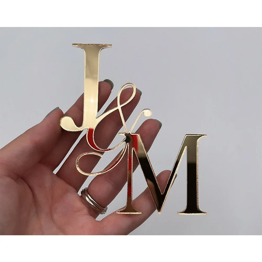 Custom Cake Decoration - 1PC Personalized PMMA Metallic Shine Textured Letter Laser Engraved DIY Accessory for Birthdays, Partie image 4