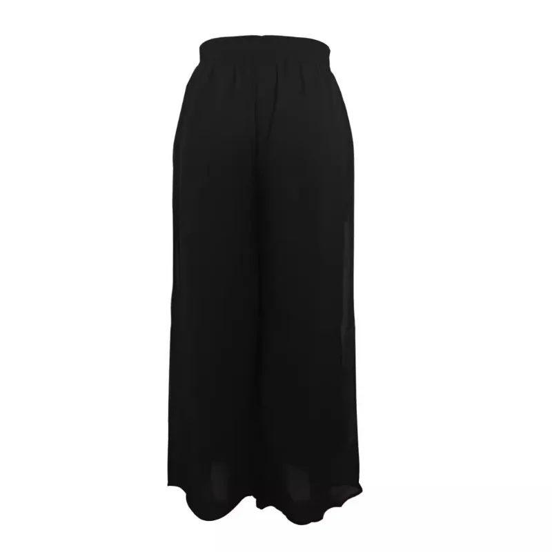 2025 여름 신상 여성 캐주얼 와이드 팬츠 플러스 사이즈 쉬폰 루즈핏 바지 여성 의류