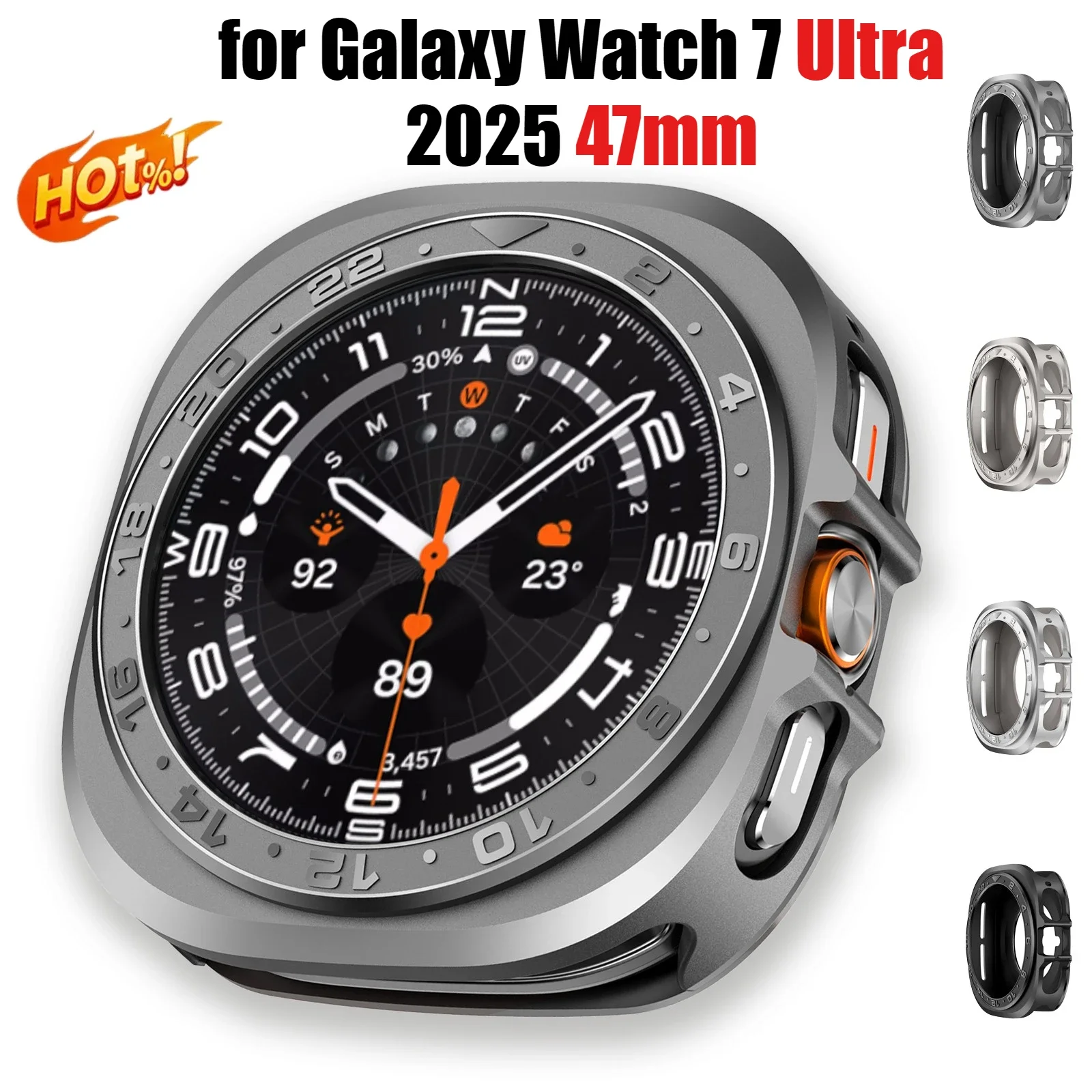 Metal Alloy Hard Frame Case Accessories for Samsung Galaxy Watch Ultra 2025 47mm for Samsung Galaxy Watch 7 Ultra 47mm Case