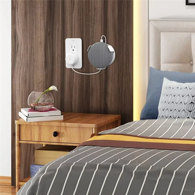A19E-For Google Home Mini Wall Mount Bracket Holder For Google Home Mini Smart Speaker Cord Management Storage Hanger