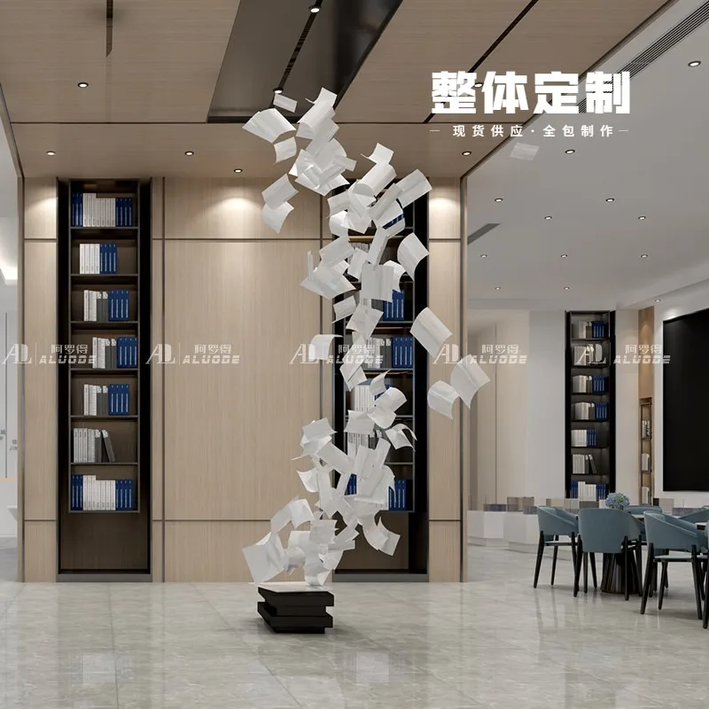 Customized: Arrod book page installation art, sales department, sand table, aerial pendant, new Chinese tea room, staircase pend