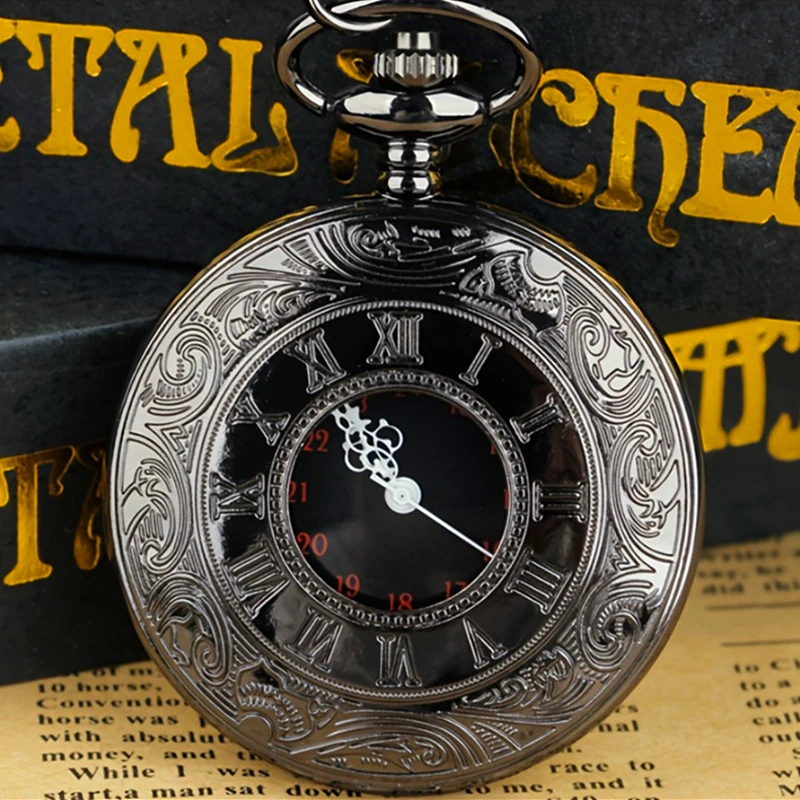 Vintage Charm Pocketwatch Classic Retro Fashion Roman Number Quartz Steampunk Pocket Watch Women Man Necklace Pendant with Chain