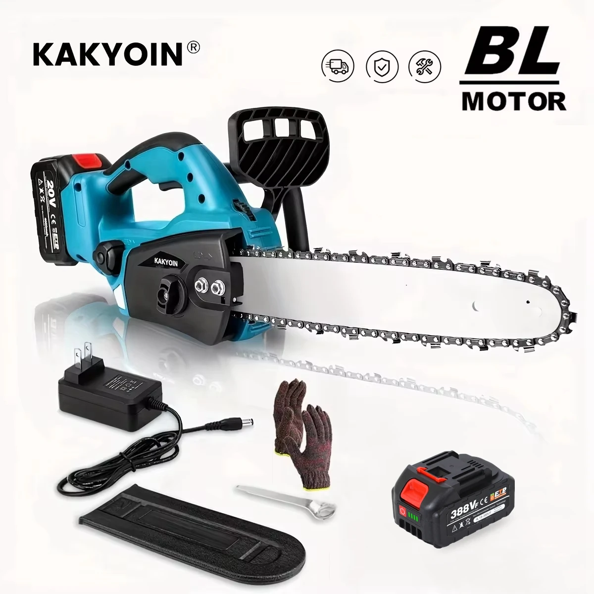 KAKYOIN 12 Inch Brushless Electric Chainsaw Cordless Lubricating Oil Chainsaw Lithium battery Wood Cutter Woodwork Garden Tools