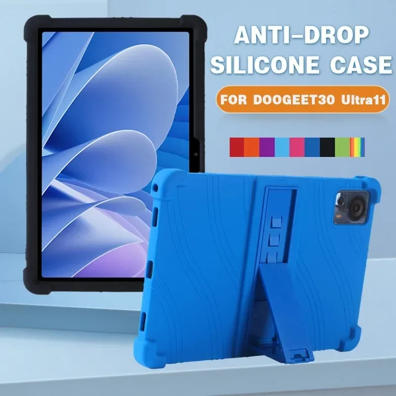 For DOOGEE T30 Ultra Tablet Case 11Inch Shockproof Airbags Soft Silicone Ajustable Stand Precise Cutouts Android 13 Cover