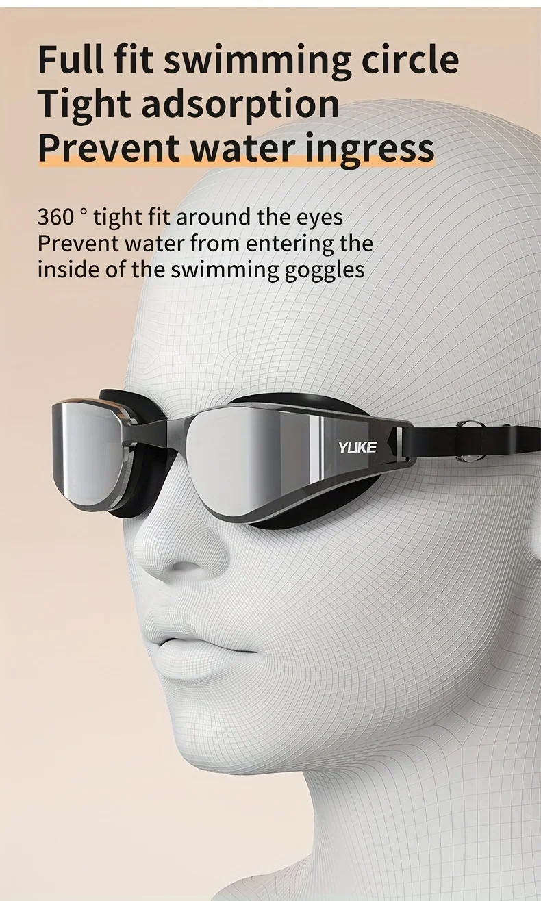 2025 Professionelle Anti-Fog-Beschichtung HD-Schwimmbrille, auslaufsichere Schutzbrille für Männer und Frauen, verstellbare Silikon-Schwimmbrille – Detail 6